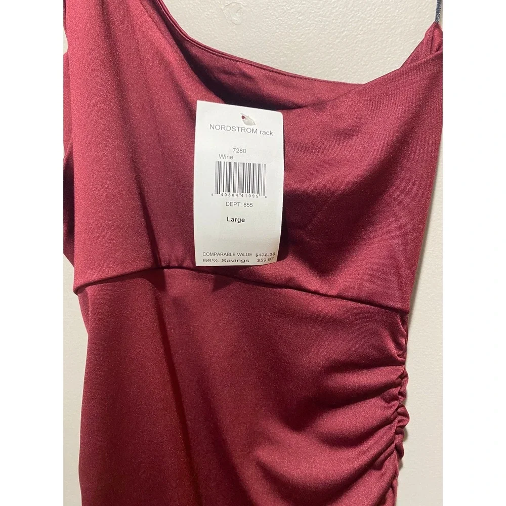 THE FASHION POET Cutout Midi Bodycon Dress, Wine, Large‎